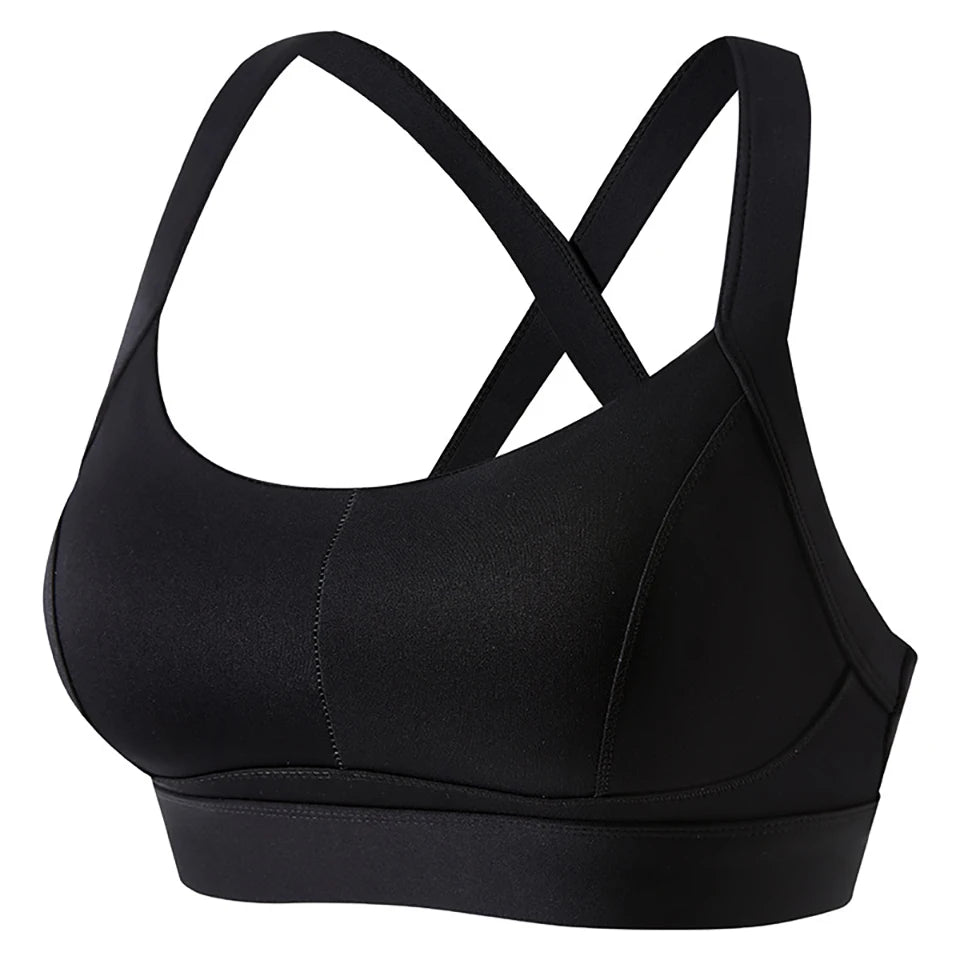 Bravellea High Impact Sports Bra - Criss Cross Back Shockproof Workout Top