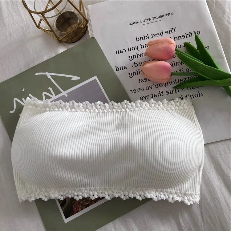 Bravellea Lace Strapless Tube Top Bra - Invisible Push-Up Seamless Bralette