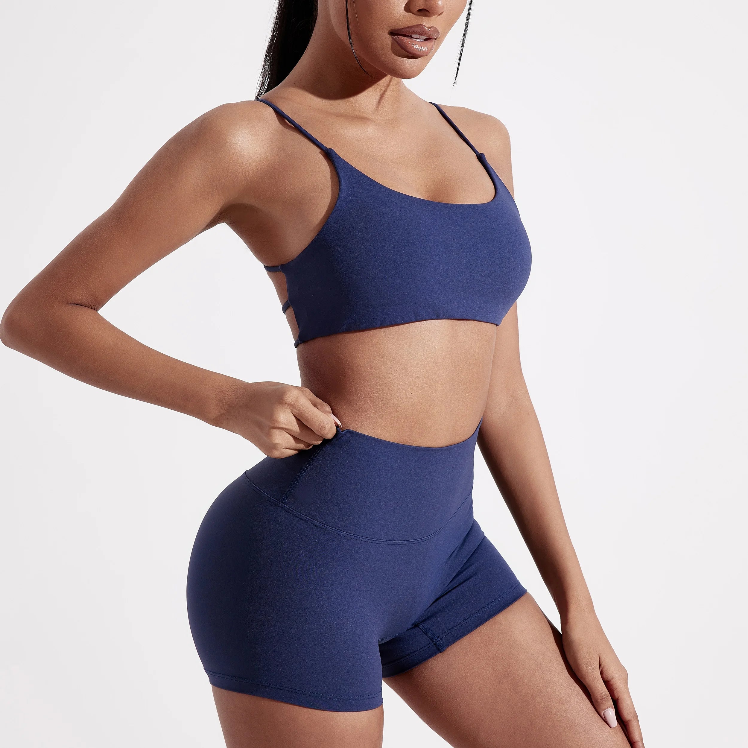 Bravellea Solid Color Gym Yoga Bra - Cross Back High Strength Sports Top.