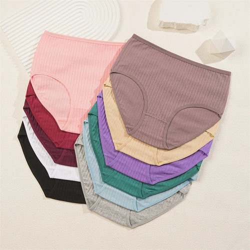 Bravellea Cotton Striped Panties 4-Pack - High Waist Breathable Briefs.