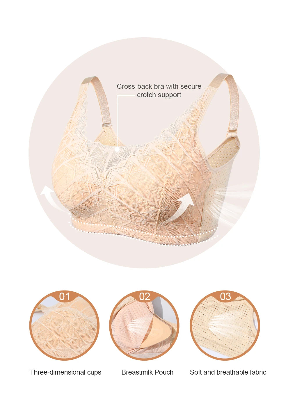 Bravellea Mastectomy Bra - Breathable Pocket with Breast Form Pads Included