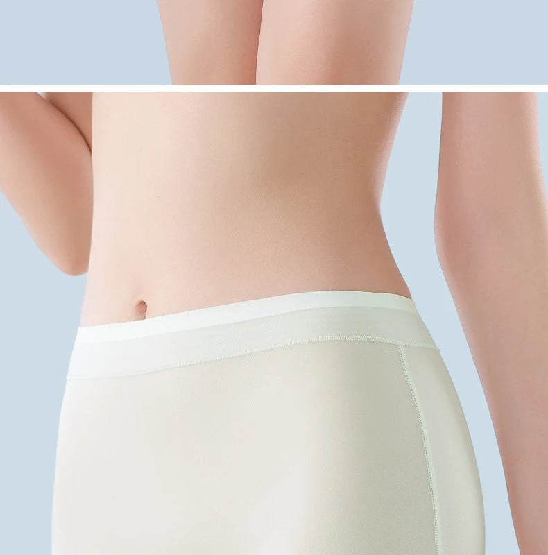 Bravellea Ice Silk Boxer Briefs 3-Pack - Women's Seamless High Waist Safety Shorts.