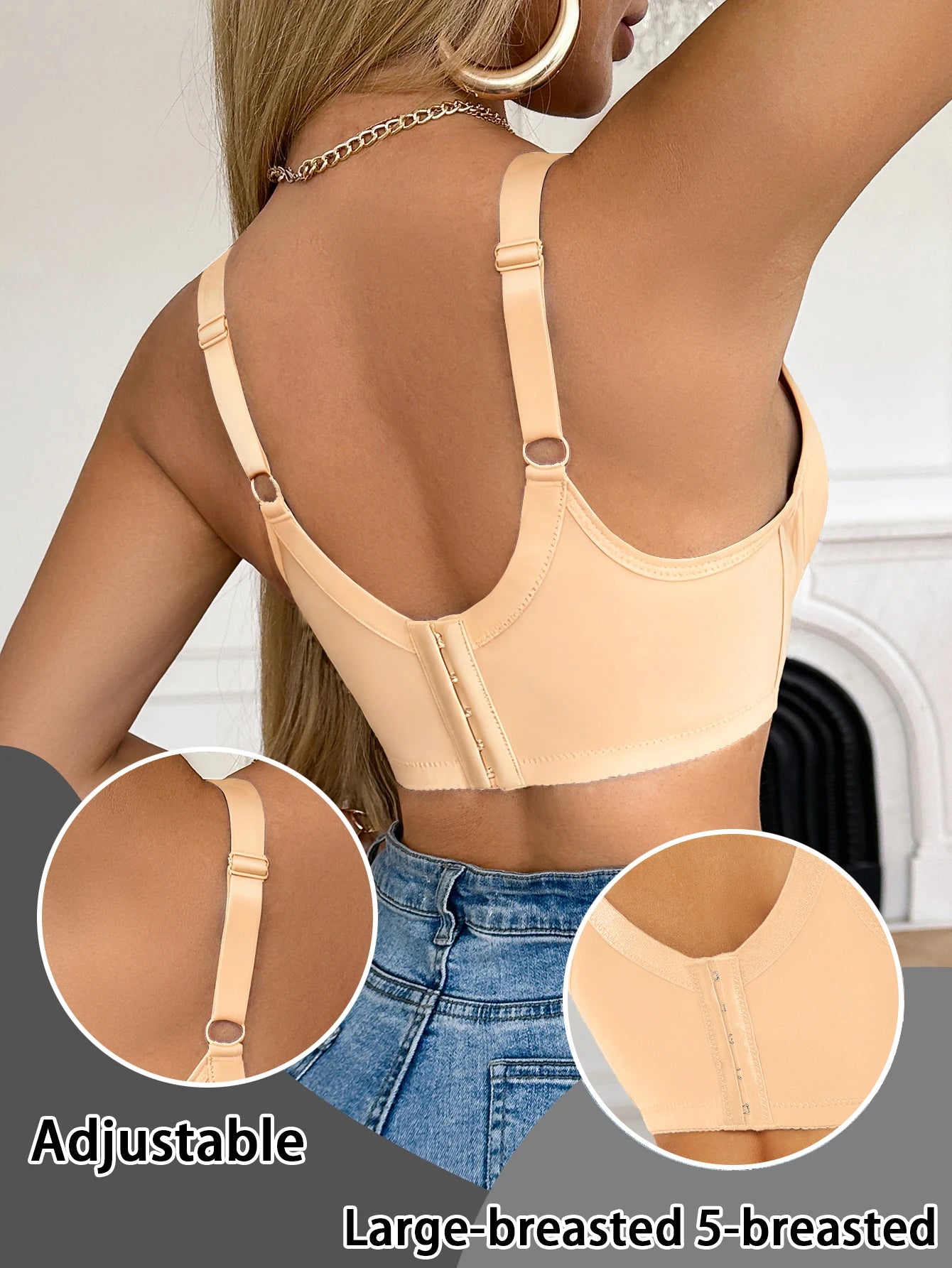 Bravellea Push-Up Bra - Lace Trim Padded B C Cup Side Support