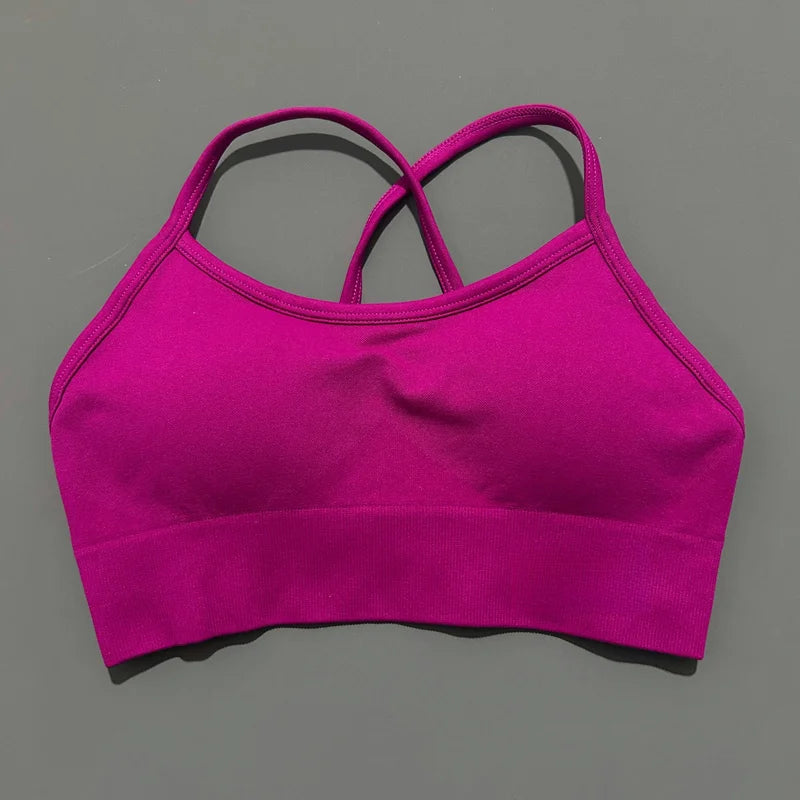 Bravellea Seamless Sports Bra - Push-Up Yoga Top with Removable Pads