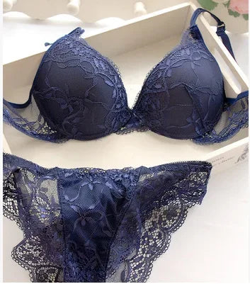 Bravellea Push-Up Embroidery Lace Bra Set - 5 Colors Sexy Lingerie.