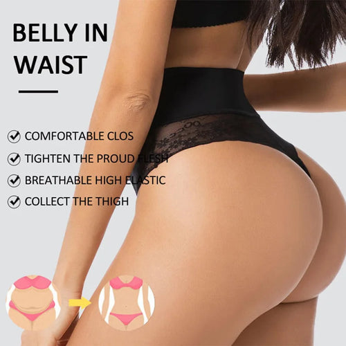 Bravellea Shapewear Thong Panties - High Waist Butt Lifter Body Shaper.