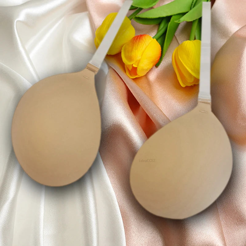 Bravellea Sticky Adhesive Bra - Invisible Backless Push-Up with Transparent Straps