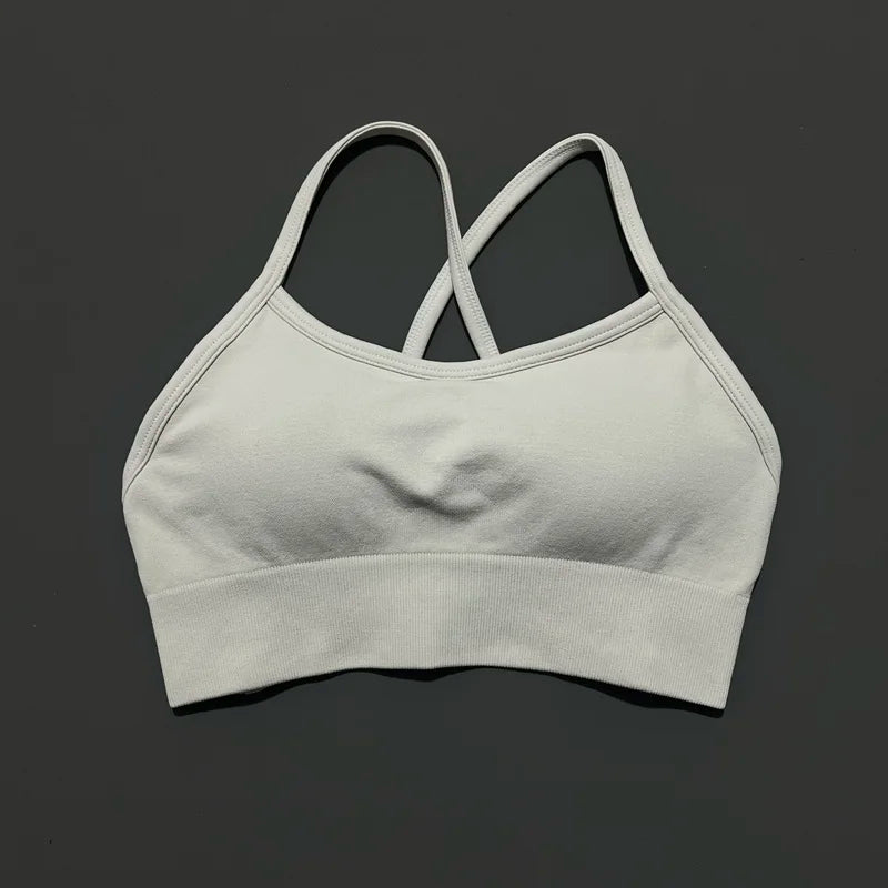 Bravellea Seamless Sports Bra - Push-Up Yoga Top with Removable Pads