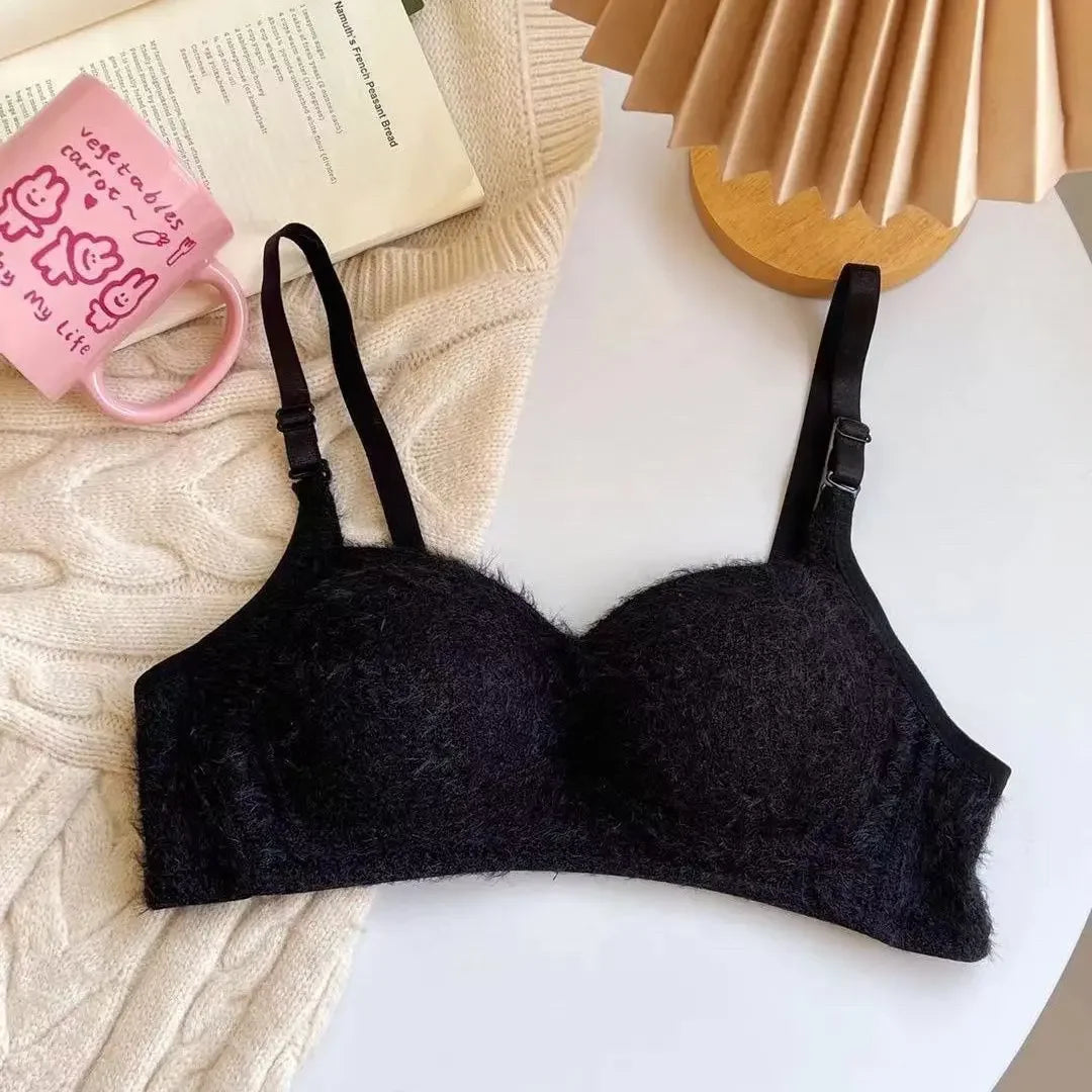 Bravellea Winter Fluffy Gathering Bra - Wireless Comfort Push-Up for Girls
