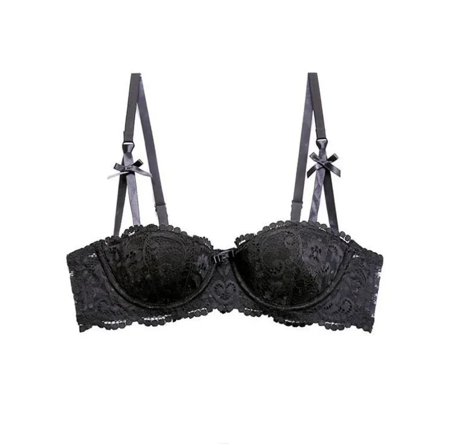 Bravellea Sexy Lace Half Cup Bra - French Style Deep V Push-Up Bralette