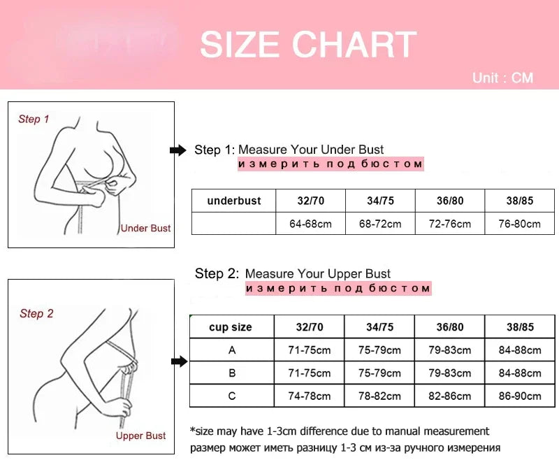 Bravellea Dual-Density Push-Up Bra - 6CM Lower Padded Wireless for Small Bust