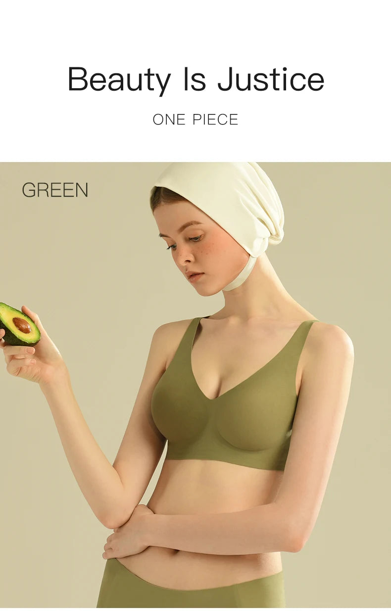 Bravellea Plus Size Seamless Wireless Bra - Plunge Padded Push-Up Bralette