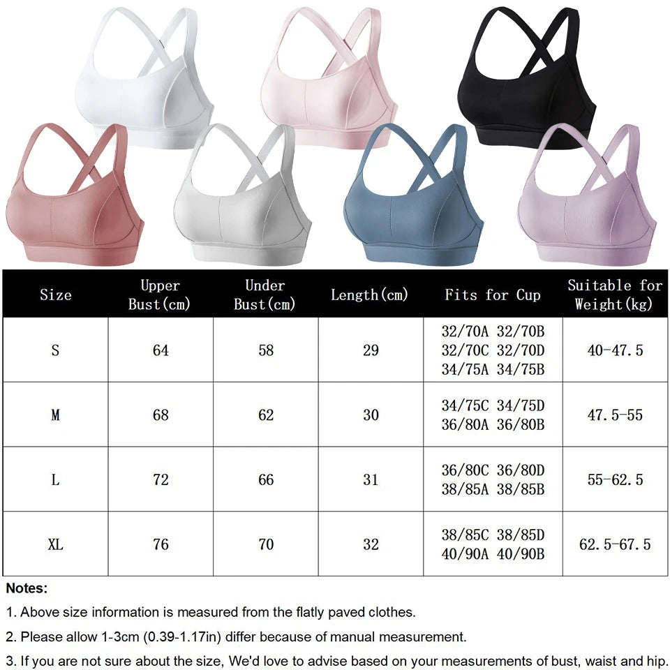 Bravellea High Impact Sports Bra - Criss Cross Back Shockproof Workout Top