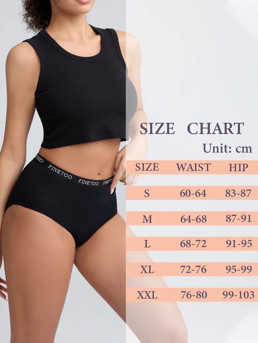 Bravellea Cotton Panties 6-Pack - Seamless High Waist Breathable Briefs Plus Size.