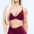 Bravellea Twist Front Sports Bra - High Support Push-Up Seamless Yoga Top