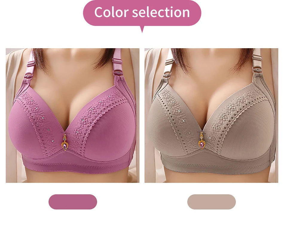 Bravellea Plus Size Nursing Bra - Wireless Side Gather Full Cup Support