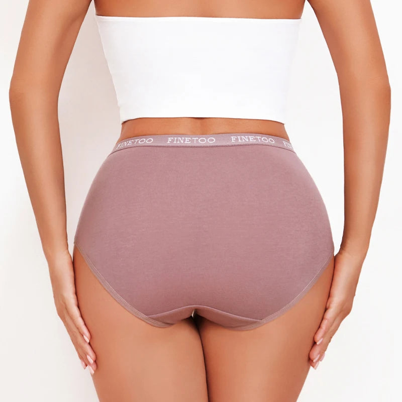 Bravellea Cotton Panties 6-Pack - Seamless High Waist Breathable Briefs Plus Size.