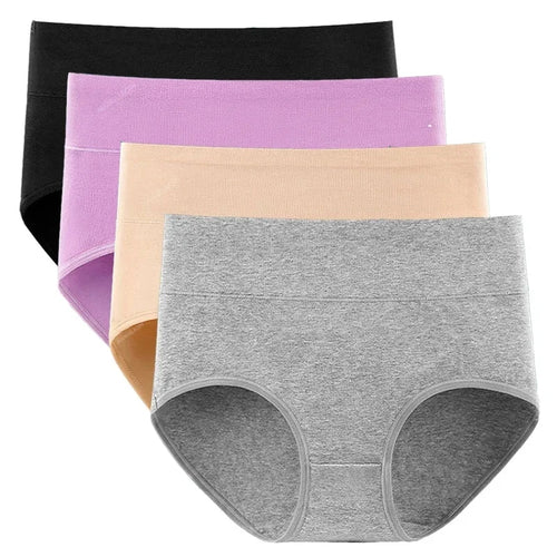 Bravellea High Waist Shaping Panties 4-Pack - Plus Size Cotton Briefs.