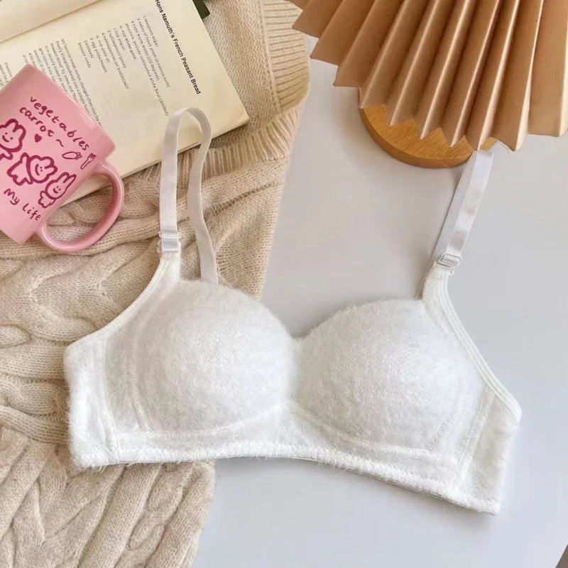 Bravellea Winter Fluffy Gathering Bra - Wireless Comfort Push-Up for Girls