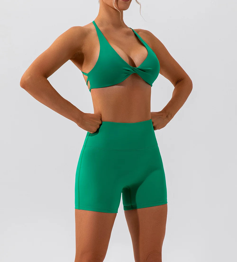 Bravellea Crease Sports Bra - Sexy Back Cross Breathable Running Top